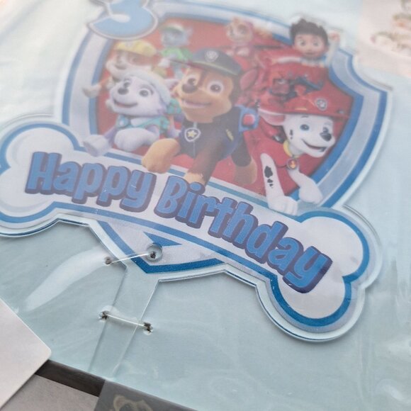 3rd Birthday Dog Acrylic Cake Topper Puppy‎ Police Carroon Paws - Picture 3 of 4